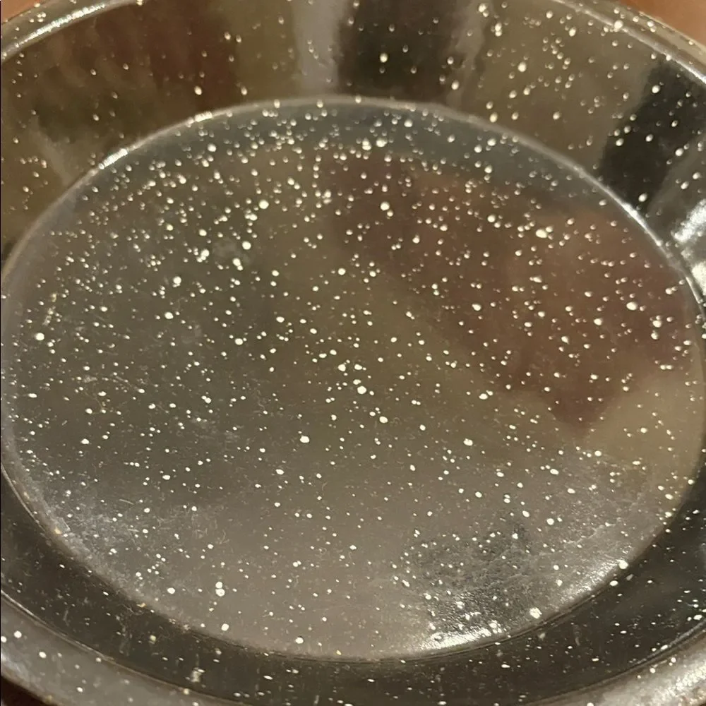 Vintage yBlack Speckled Enamel Pie Plate